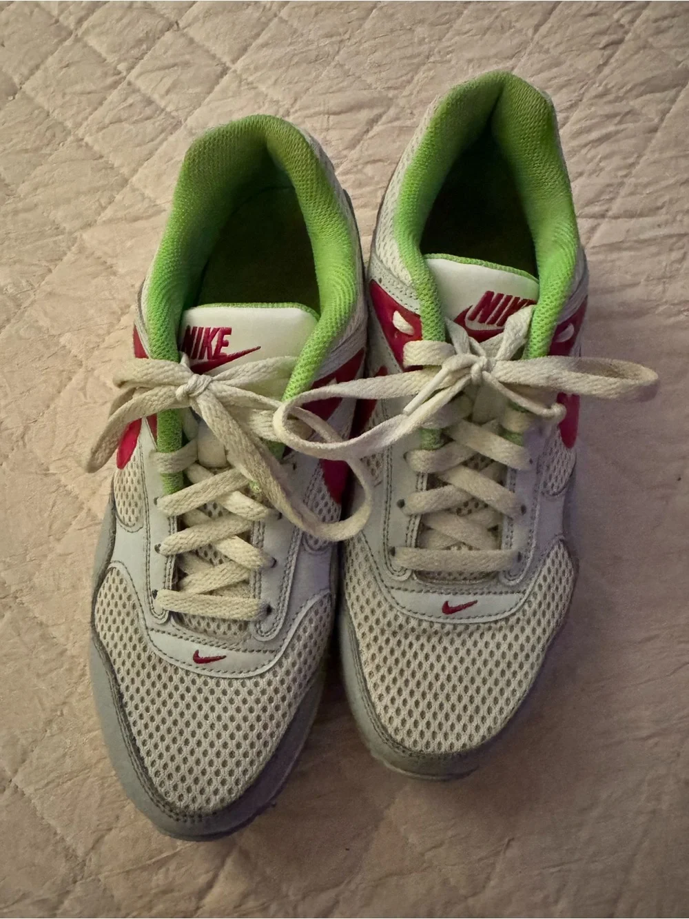 Nike Womens Sneakers with Pink Swoosh and Green Lining